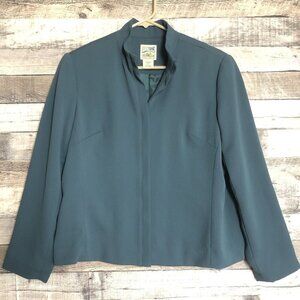 TravelSmith Womens Green/Blue Full Front Zip Jacket Blazer Size 8P